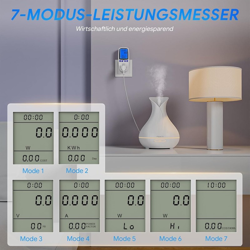 Maxcio Power Meter, Power Socket, Energy Cost Meter, Power Consumption