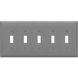 ENERLITES Five Gang Light Switch Wall Plate, Toggle Switch Plate, Gloss Finish, 5-Gang Mid-Size 4.88" x 10.39", Unbreakable Polycarbonate Thermoplastic, 8815M-GY, Gray
