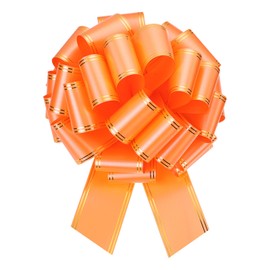 sourcing map 12 Inch Giant Large Pull Bow Big Metallic Car Bows Ribbon with Gold Edge for Wedding Presents Gift Wrapping Christmas, Orange