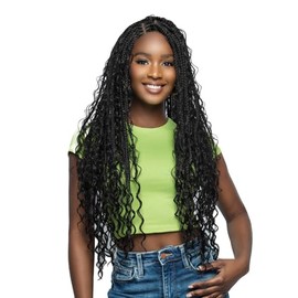 BOBBI BOSS HD Braided Full Lace Front Wig Glueless FLS001 Boho Box Braid 32" (Jet Black 1)