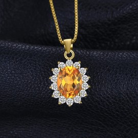 JewelryPalace Princess Diana Kate Middleton Gemstone Amethyst Citrine Garnet Peridot Topaz Sapphire Ruby Emerald Chains Pendant Silver 925 45 cm Necklace Women's Necklace Women Jewellery Rose Gold