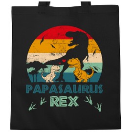 Shirtracer - Cotton Bag - For Father's Day - Papasaurus Rex - Papa Saurus Dino Gift Dad Best Dad, 1 black, Unit size