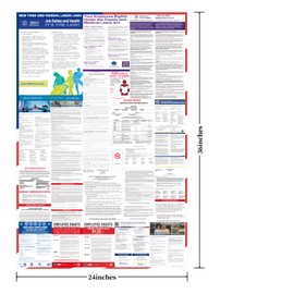 2025 New York State and Federal Labor Laws Poster - English Version - OSHA Workplace Compliant - UV Waterproof Laminated 24" x 36" - Mandatory Regulations Posting for Employees (Folded)