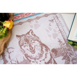 Crystal Arrow Wolf Jacquard Tea Towel Home Office Tapestry Wolf Gift Brown Turquoise Red