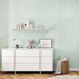 EPPKILY Light Green Grasscloth Peel and Stick Wallpaper Texture Contact Paper Green Fabric Wallpaper Peel and Stick Countertops Self Adhesive Contact Paper for Walls Bedroom Cabinets Decor 15.7"×118"