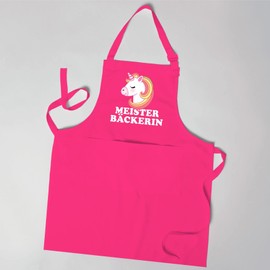 MoonWorks® Children's Apron Unicorn Master Baker Baking Apron Gift for Girls, Unicorn Pink, 3-6 Jahre