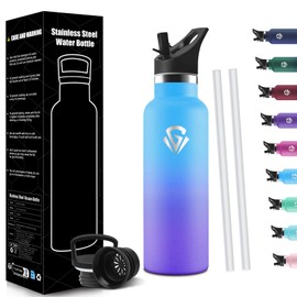 HoneyHolly Stainless Steel Water Bottle, 500 ml, BPA-Free, Children's Water Bottle, Leak-Proof Insulated Flask, Double Walled, Stainless Steel Water Bottle with Straw, for School, Travel, Jogging