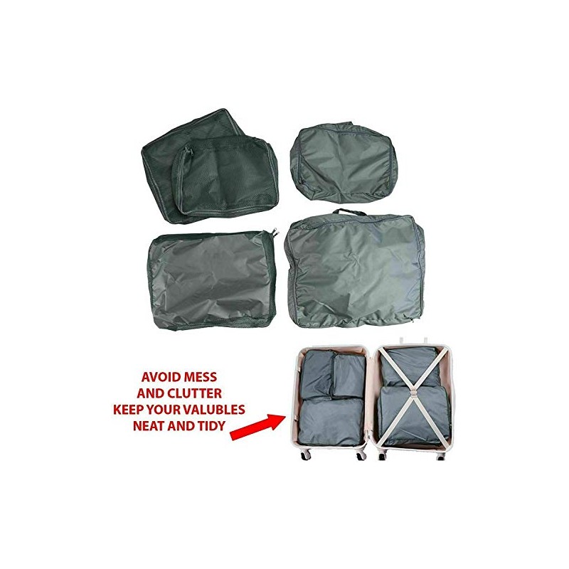 ADEPTNA 5pcs Premium Travel Luggage Organiser Set Perfect Travel Organiser