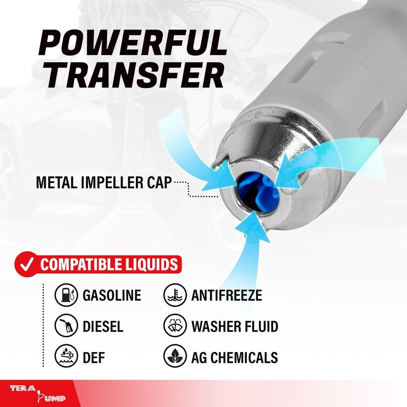 TERA PUMP Fuel Transfer Pump w/Quick Flow Control Nozzle &