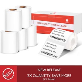 [180 pcs] Phomemo Labels for M220 M221 M250 M260 M200, 2.36'' x 1.57''(60 x 40mm), Original, Square, White, 180 Labels/Roll, Multi-Purpose Self-Adhesive Thermal