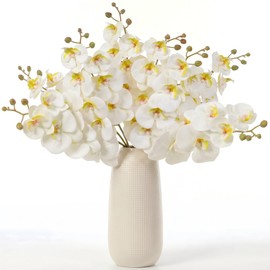 Artificial Phalaenopsis Orchids Flowers，Realistic Fake Flowers Decor，White