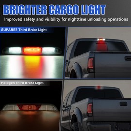 SUPAREE LED Third 3rd Brake Light, Compatible with 1999-2016 Ford F-250 F-350 F-450 Super Duty/Ranger 1993-2011, Accessories High Mount Stop Light Red/White Cargo Light, 60 LED Clear lens