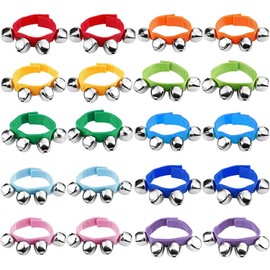 Augshy 20 Packs Christmas Wrist Hand Bells: 10 Colors, Classroom Music School and Party Favors
