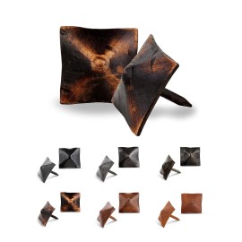 Borderland Rustic Hardware 100 Pack Square Pyramid Door Clavos Decorative Nails 1" Rustic Hammered Iron - Oil Rubbed Bronze