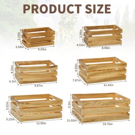 BOY MCOWBOY 6 Pcs Decorative Wood Crates for Display, 6 Size Large Farmhouse Wooden Basket for Storage Container and Decorations, Rustic Nesting Crates Decor Boxes with Handle