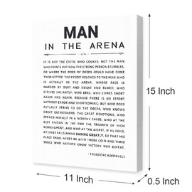 LISTNGBO Man In The Arena Canvas Wall Art,Motivational Quote Canvas Painting Wall Decor for Man Home Office Bedroom Dorm