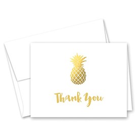 50 Gold Pineapple Thank You Cards (NOT FOIL)