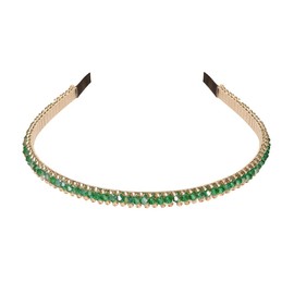YARN & INK Women's Thin Crystal Diamond Headbands Non Slip Fashion Headband Cute Beaded Bling HairBand Hair Accessories Vintage for Women Girls(Emerald)
