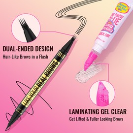 Vevivia Eyebrow Pen - Brow Gel Clear, Dual-Ended Eye Brow Pencils for Women with 4-Fork-Tip and Precise Brush-Tip for Natural Hair-Like Strokes, Last All Day Eyebrow Pencil, Dark Brown