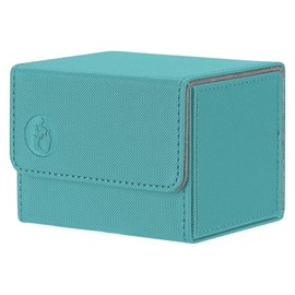 Deck Box with 100 Pcs Card Sleeves for MTG Cards - Commander Deck Box Fits 100 Sleeved Cards - Card Storage Box in PU Leather for CCG TCG, light blue