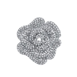 RUIFUU Rhinestone Brooch for Women,Silver Rose Flower Brooch Pins Ladies Pins Bridal Rhinestone Brooch for DIY Bridal Wedding Bouquet Bridesmaid Jewelry