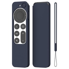 K TOMOTO Compatible with Apple TV 4K Siri Remote Case 2021, Silky-Soft Anti-Slip Protective Silicone Cover for Siri Remote Control 2nd Generation [Lanyard Included], Navy Blue