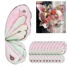 Aiouclay 20 Sheets Butterfly Wrapping Paper,Flower Wrapping Paper,Waterproof Flower Bouquet Wrapping Paper,Butterfly Bouquet Accessories for Wedding Birthday Flower Shop DIY Craft