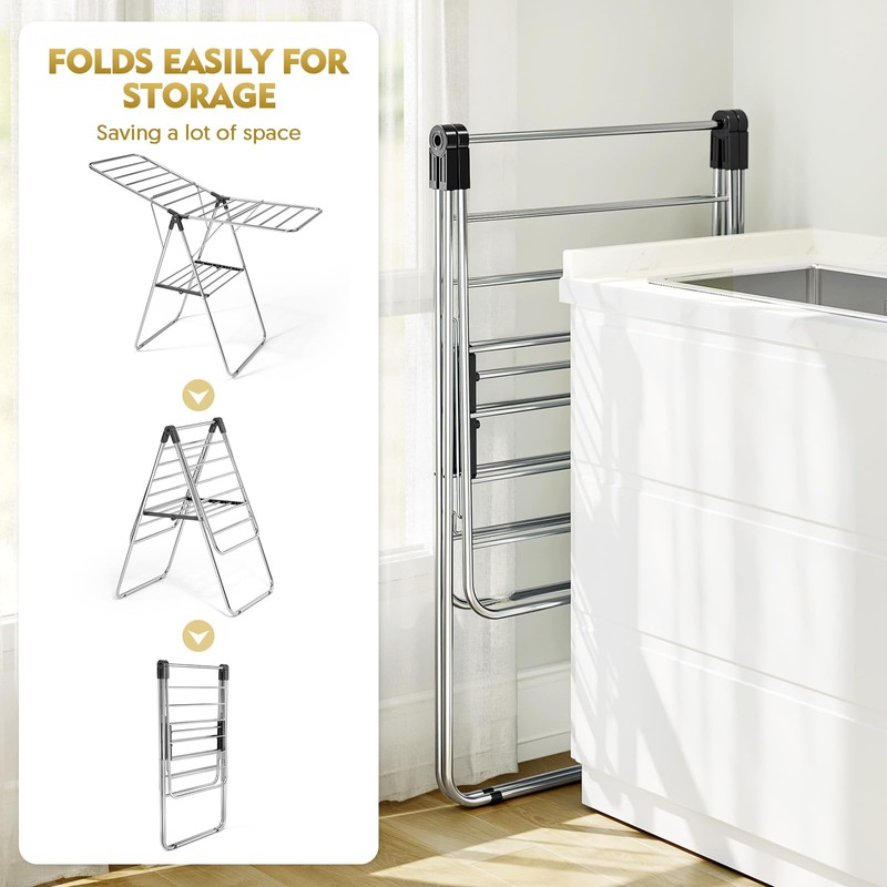 APEXCHASER Clothes Drying Rack, Drying Rack Clothing with Height-Adjustable, Foldable