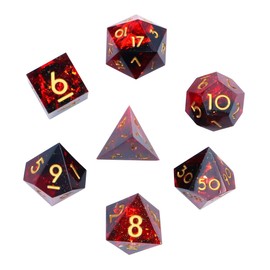 DollaTek Upscale Resin Transparent Dnd dice set Polyhedral Dice rpg dice dados rol D4 D6 D8 D10 D12 D20 Dice Set - Red