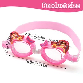 LuLiyLdJ Children's Swimming Goggles, Diving Goggles for Boys and Girls, Anti UV Protection, No Leak Swimming Goggles, Anti-Fog Waterproof Swimming Goggles, Pink Mermaid, Pack of 1