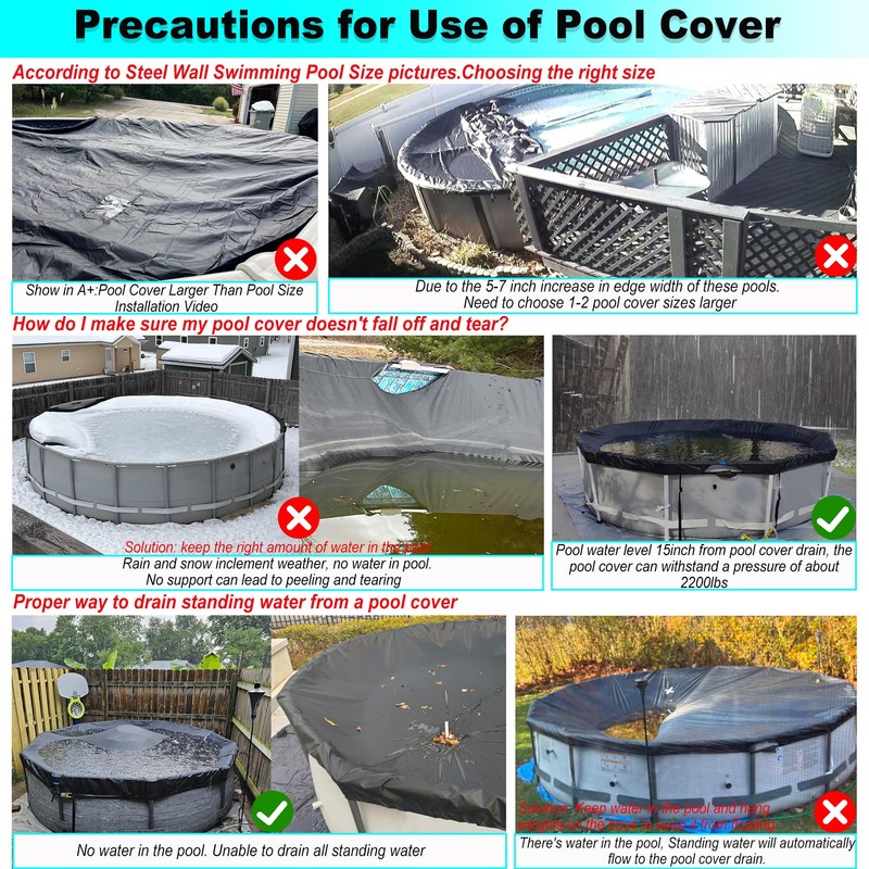 SIHAIAN 20 Ft Pool Cover, with Automatic Drain Round Pool