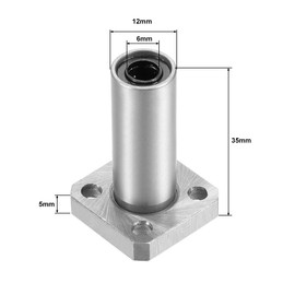 sourcing map LMK6UU Extra Long Square Flange Linear Ball Bearings, 6mm Bore Dia, 12mm OD, 35mm Length(Pack of 2)