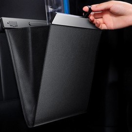 Leather Car Garbage Can Foldable Rear Seat Trashes Can Large Capacity Storage Organizer Waterproof for Car Vehicle Truck SUV