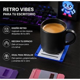 Genérico Portavasos Retro en Forma de Disquete Set de 6 Portavasos Retro para Escritorio Gamer y Oficina Regalo para Programadores y Amantes de la Tecnología
