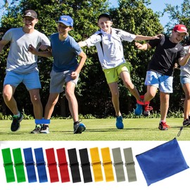 Waenerec 12 Pcs 3 Legged Race Bands Firm Elastic Tie Kids Outdoor Games Teamwork Birthday Party Game for Adults & family Field Day Carnival Theme Outside Yard Games