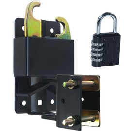 GELASKA S16100700 Two Way Lockable Gate Latch for Metal Gates, Farms, Pastures, Ranches, with 1-1/4" to 1-1/2" Diameter, Black, Part Number S16100700, with 4-Digit Combination Lock (Small)