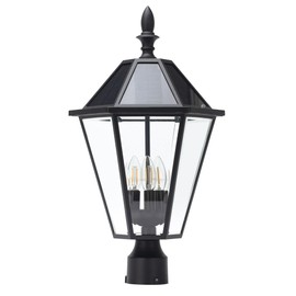 LUTEC 12513LE4-SL-Head LED Post Solar Light Outdoor, Dusk to Dawn Vintage Street Lights for Lawn Patio Yard Pathway Garden Mount (Base Not Included)