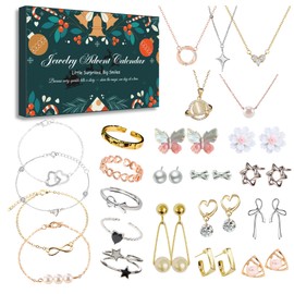 Jewelry Advent Calendar 2025, 24 Surprise Jewelry Collection with Bracelets, Rings, Necklaces & Earrings, 24 Days Festive & Fun Holiday Countdown, Advent Calendar for Wife, Mom, Bestie, Friend