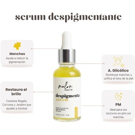 Melon Beauty Sérum Despigmentante Facial con Ácido Glicólico y Niacinamida, 30Ml, para Manchas y Unificación del Tono, sin Parabenos, Uso Nocturno