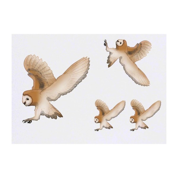 4 x 'Flying Barn Owl' Temporary Tattoos - Water Resistant,