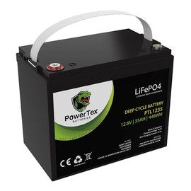 Powertex 12V 35Ah LiFePO4 Deep Cycle Battery – Built-In BMS, 3000+ Cycles, Lightweight 9.7lbs, 460Wh Energy – for Solar, RV, Marine, Electric Vehicle, Backup Power