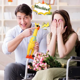 Suilung 8 Pcs Rubber Chicken Dog Toy Large Squeaky Rubber Chicken Screaming Chicken Dog Toys Rubber Squeeze Squeaky Chicken Prank Noise Maker Dog Toys Chew Toy for Pets, 6 Styles Mixed