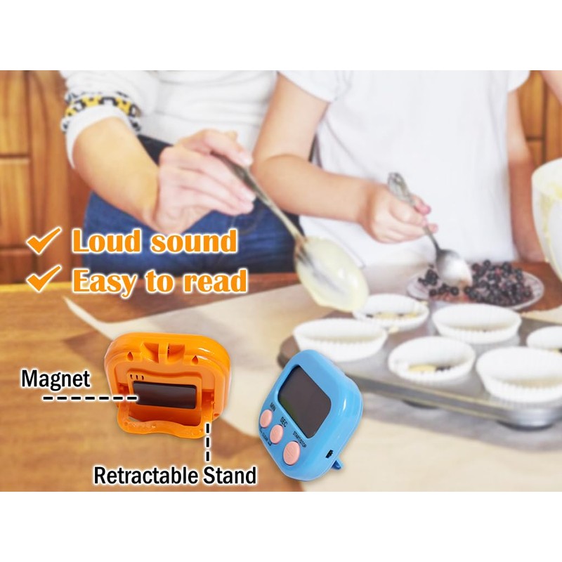 Abiyou 6 x Magnetic Stopwatch Kitchen Timer, Digital Timer with