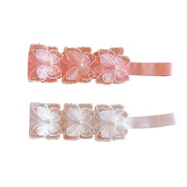 FEIFEI'S BOW 2PCS Newborn Infant Toddler Baby Girls Lace Pearl Flower Ribbon Headband Soft Elastic Bow Knot Hair Band Hairband (B)