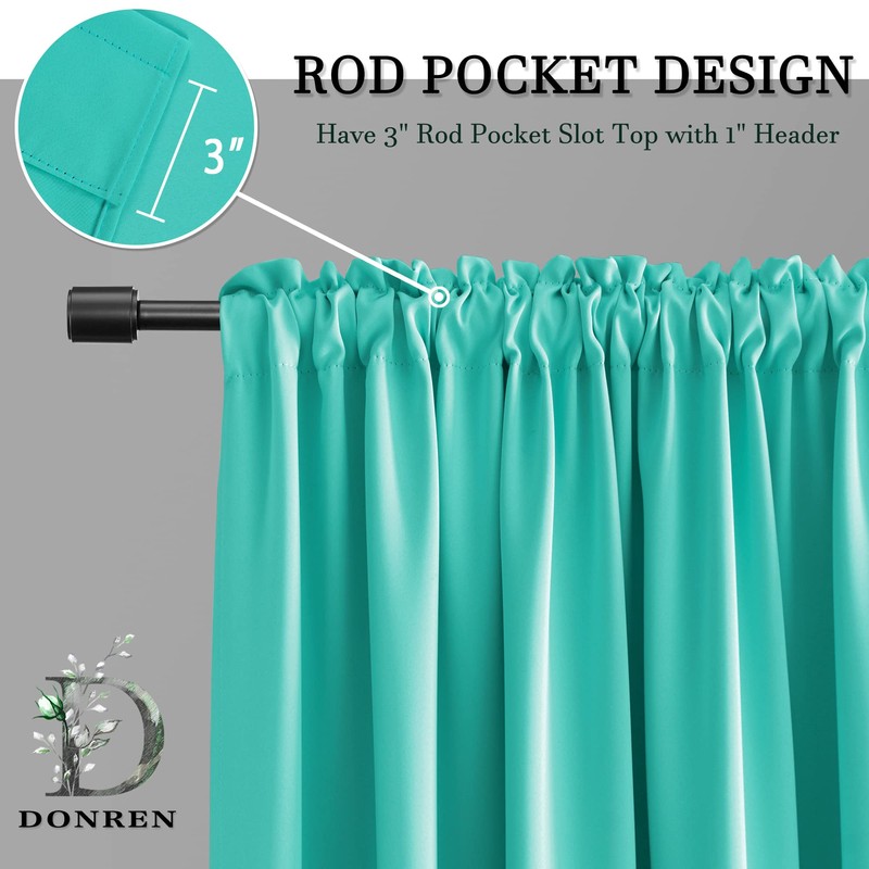 DONREN - Cortinas opacas de color turquesa para recámara, con