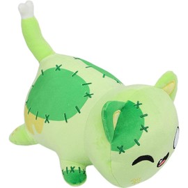 Stuffed Animal Cat Plush,Soft Plush Pillow,3D Soft Cat Shape Design Lumbar Back Cushion Plush Stuffed Cat Doll Toy Decoration Doll for Kids Birthday,Chirstmas Gifts (Green cat)