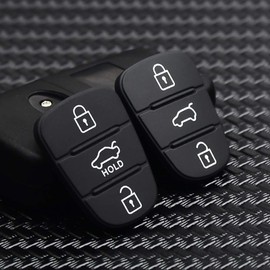 Dorischen 3 Button Remote Key Fob Case Rubber Pad for Hyundai I10 I20 I30 IX35 for Kia K2 K5 Rio Sportage Flip Key(2 Pcs), Black