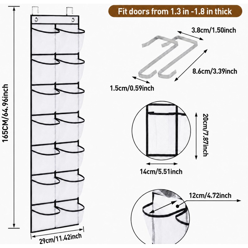 Kaaeiccr Hanging Shoe Storage, 14 Pocket Over Door Organiser for