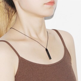 JunyiDIY Black Stainless Steel Scripture Necklace | Quran Pendant Necklaces | Islamic Verse Gift Elegant Arabic Script Jewelry for Mom Dad YA5082