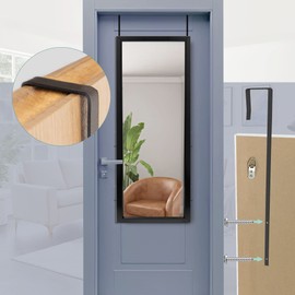 NeuType Over The Door Full Length Mirror 44" x 16" Door Wall Mirror Wall Mount Over The Door Hanging Mirror with 2 Metal Hangers for Wall Bedroom, Bathroom, Living Room (White)